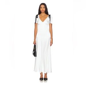 Revolve - Lioness Elegant White Maxi Dress with Black Bow Ties - NWT - Size XS